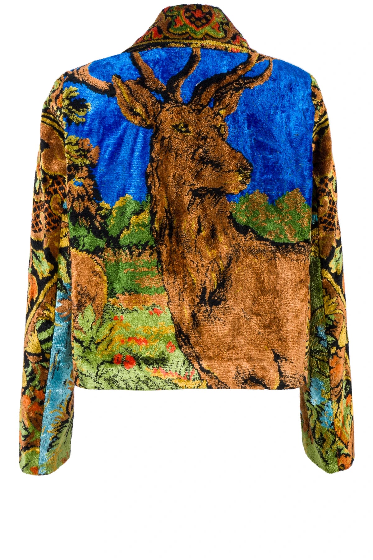 Deer Pattern Sillk Upcycled  Carpet jacket