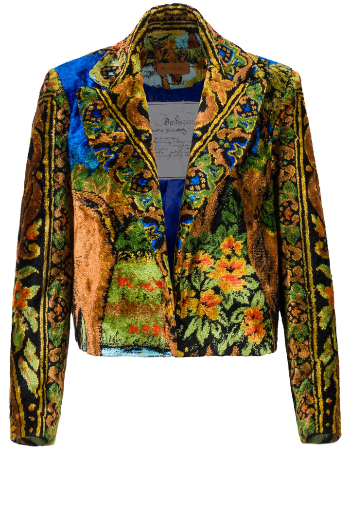 Deer Pattern Sillk Upcycled  Carpet jacket