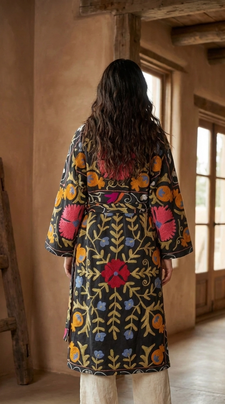 Belted Suzani Embroidered Coat