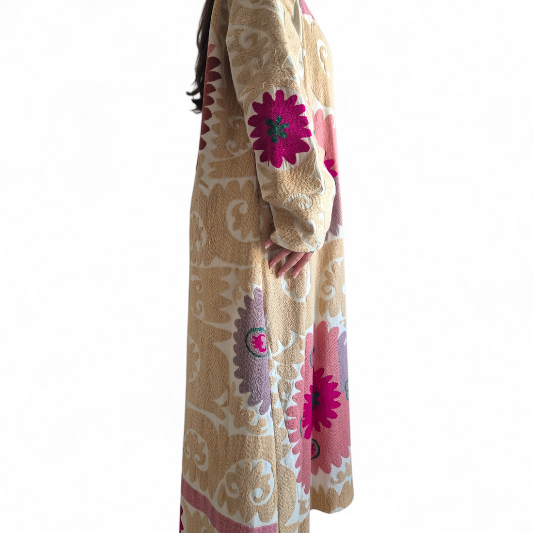 Sand Embroidered Suzani Long Coat