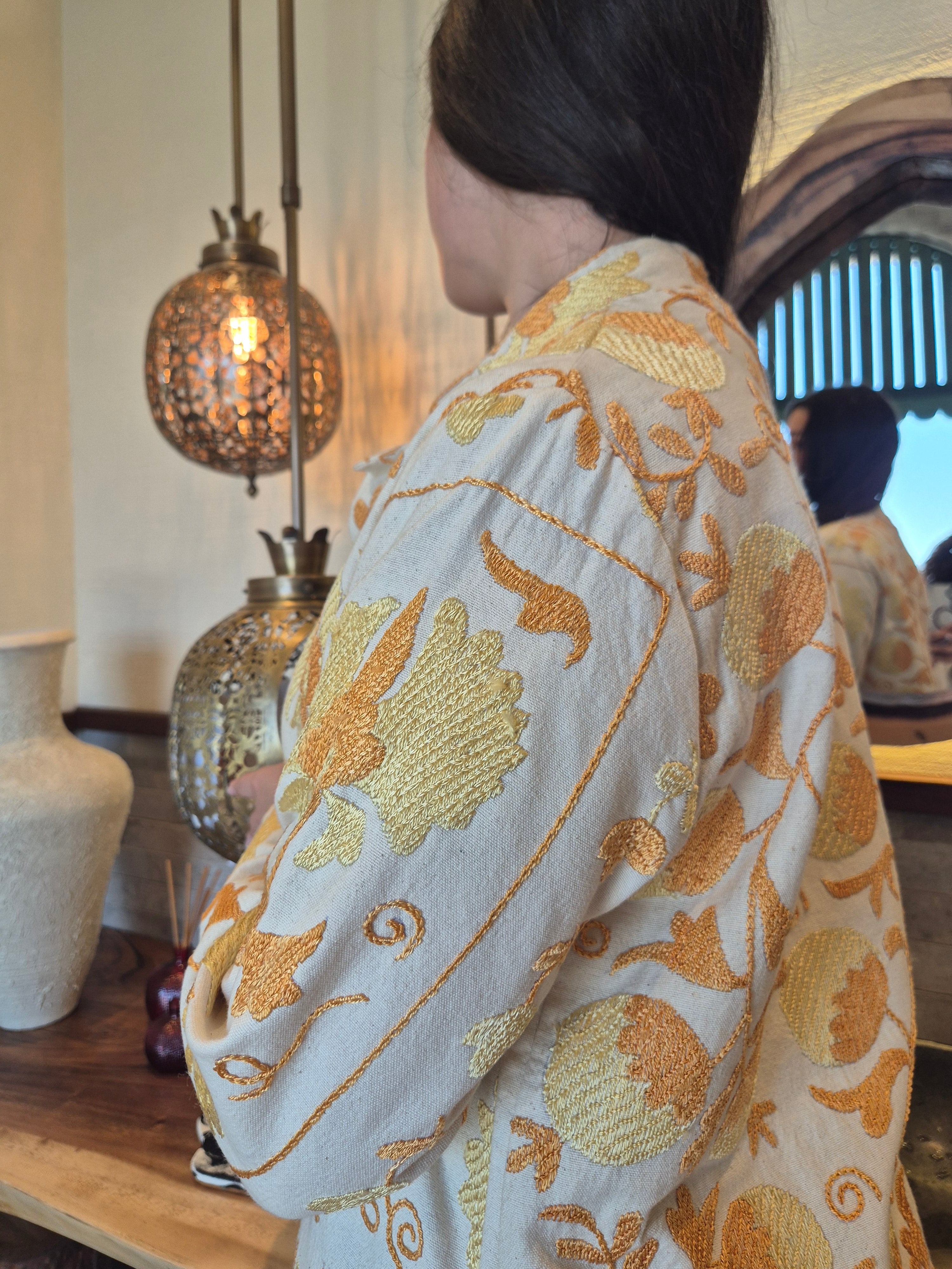 Golden Suzani Embroidered Coat