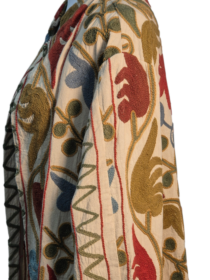 Botanical  Ivory Long Suzani Coat