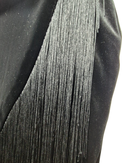 Velvet Fringe Tassel Midi Skirt