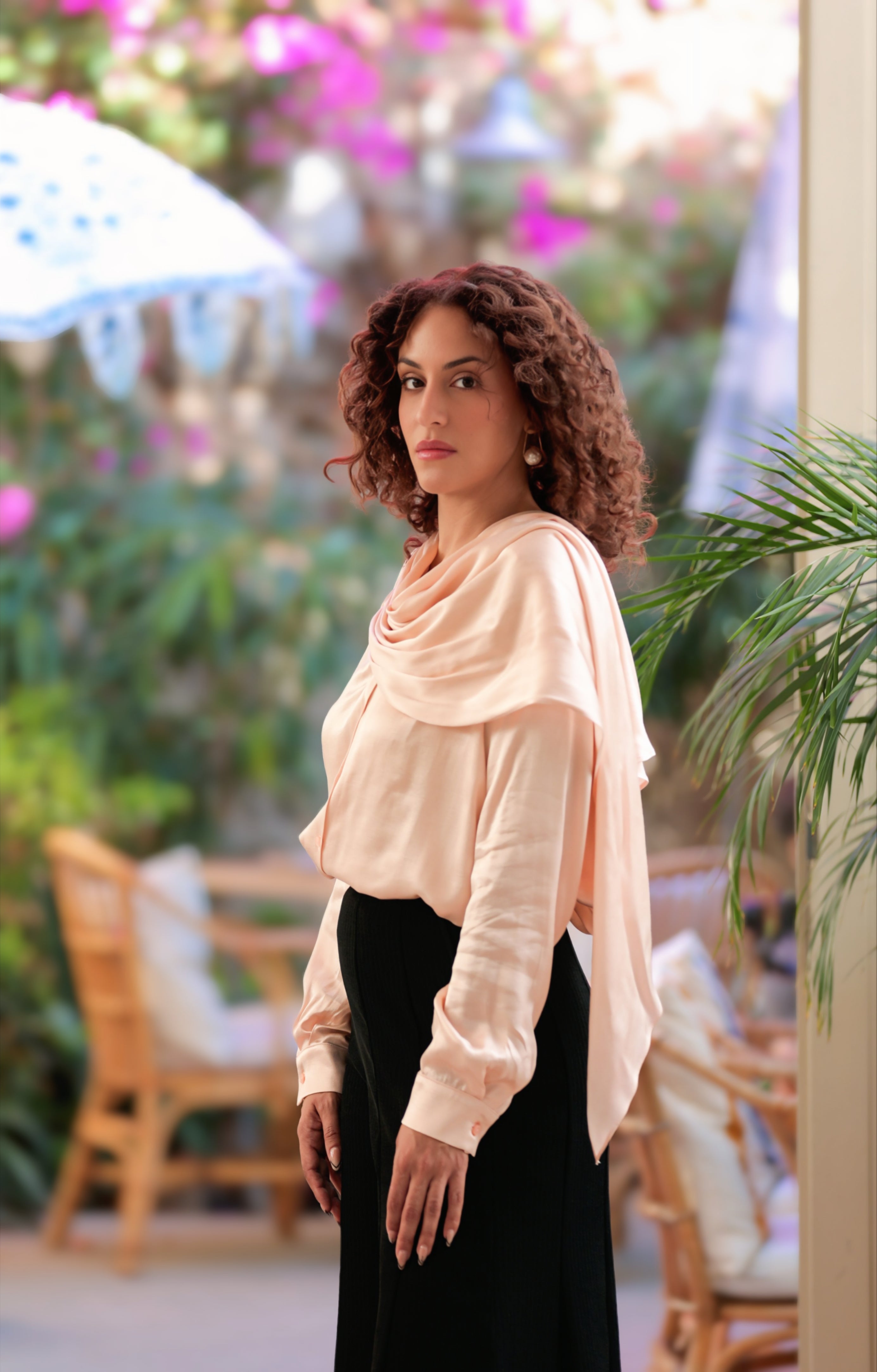 Shawl Detailed Powder Pink Shirt
