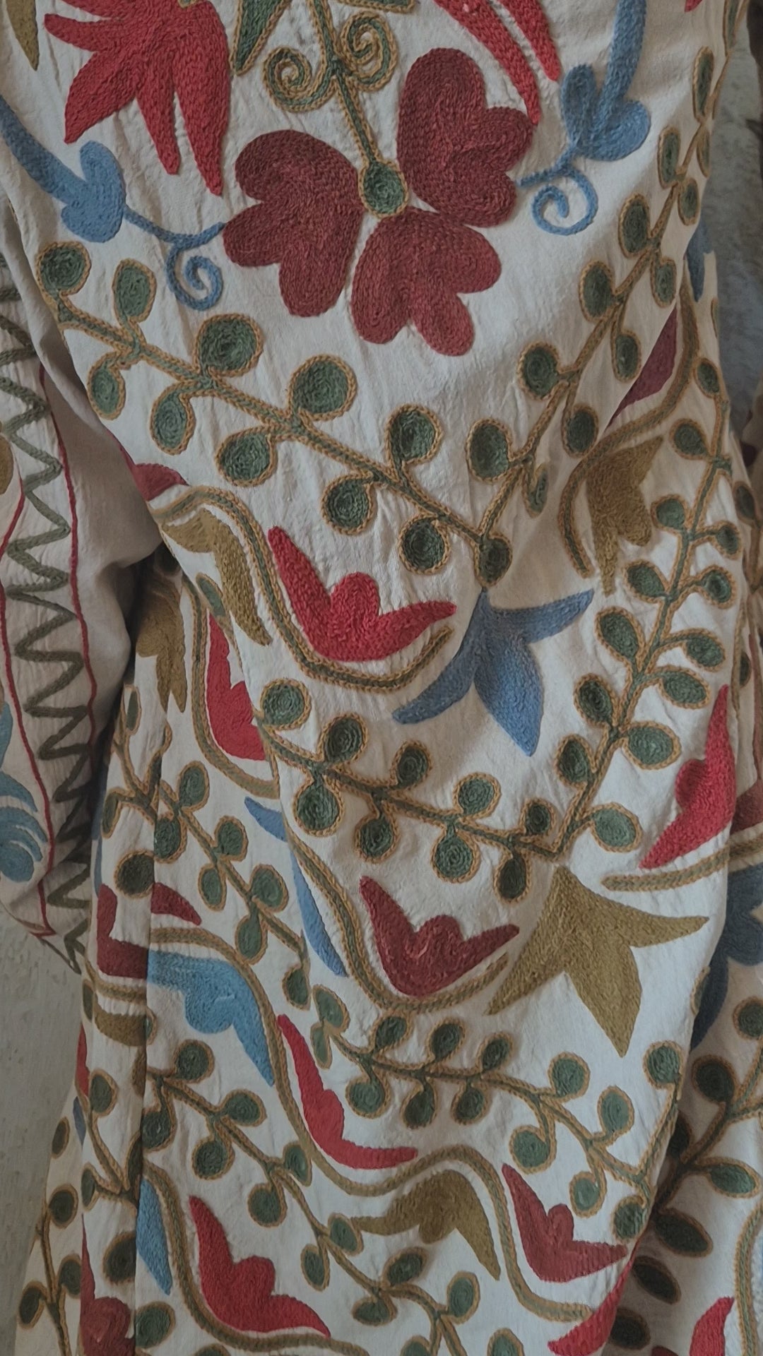 Botanical  Ivory Long Suzani Coat