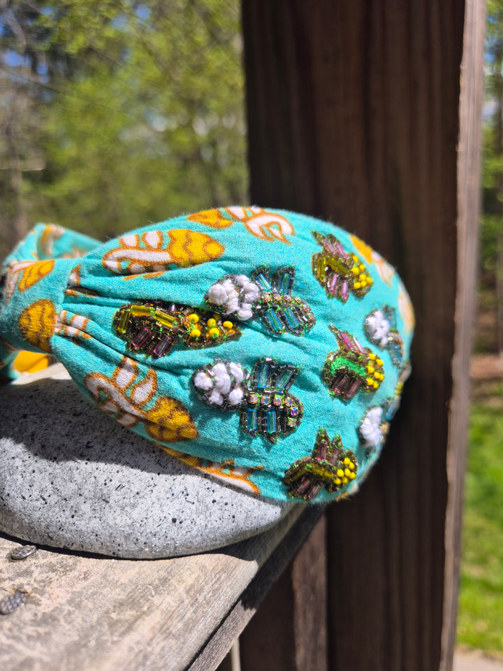 Turquoise Floral Headband