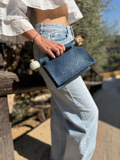 Mini Roll Bag – Midnight Blue Basket Weave