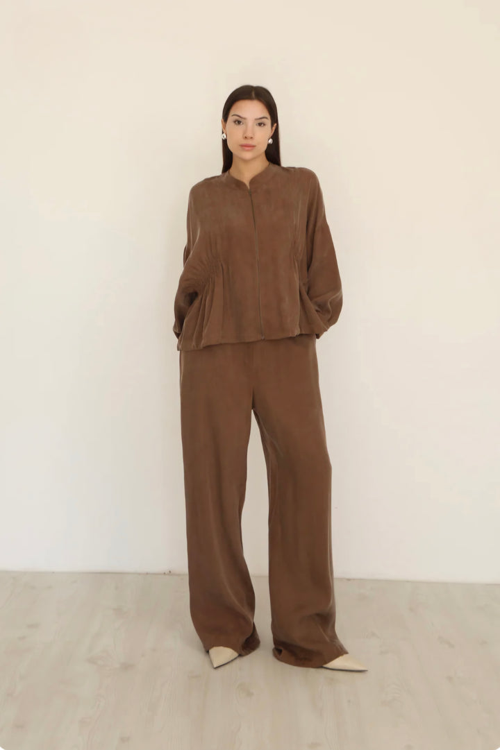 Brown Pocket Detail Pants-P72