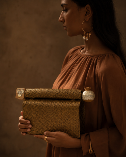 Mini Roll Bag – Bronze Basket Weave