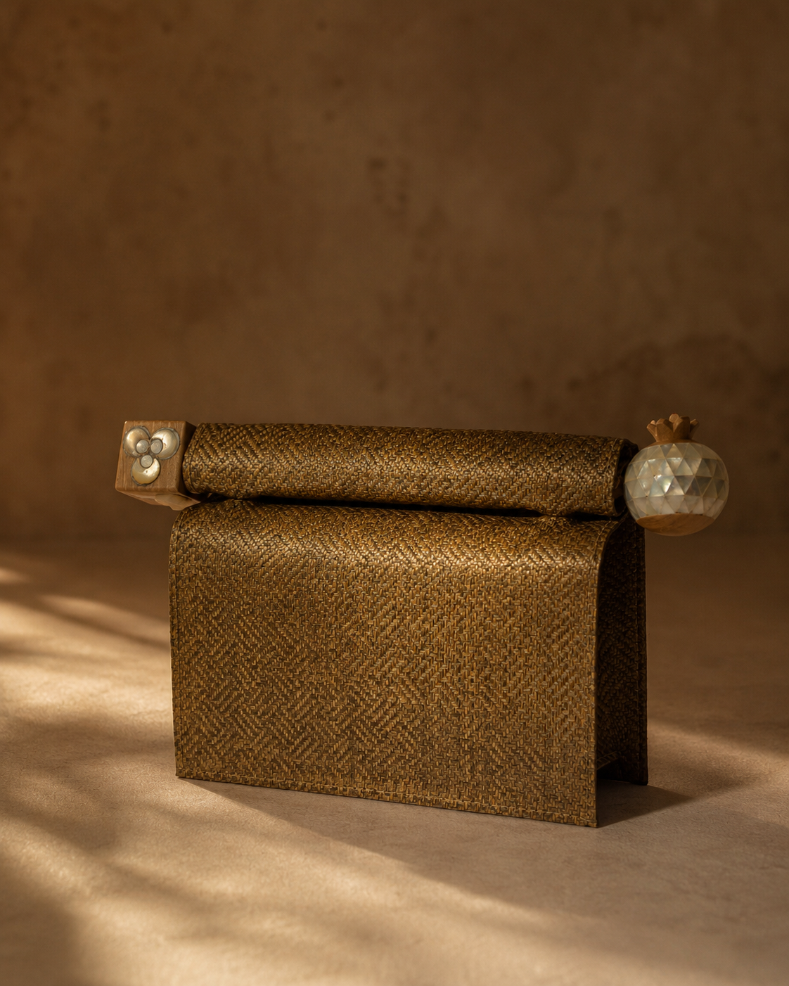 Mini Roll Bag – Bronze Basket Weave