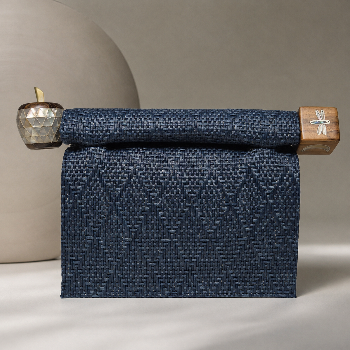 Mini Roll Bag – Midnight Blue Basket Weave