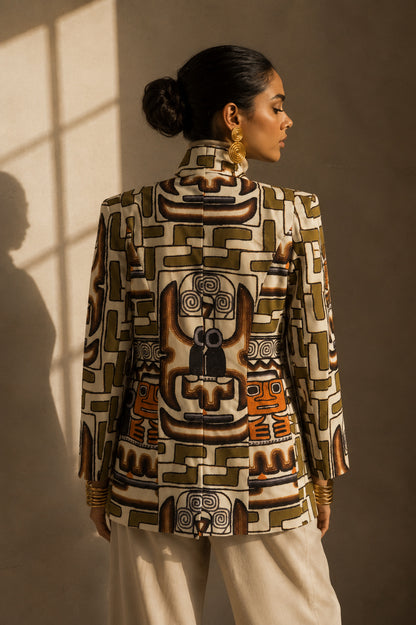Inka God Print Blazer