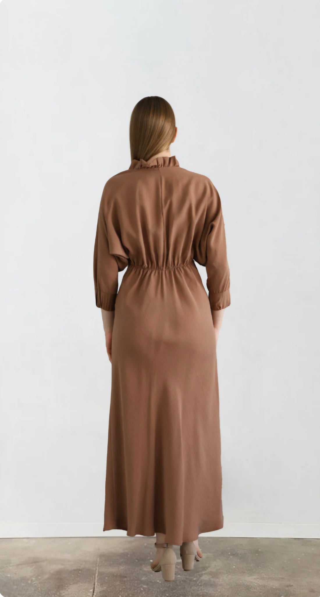 V-neck Brown Dress-EL282