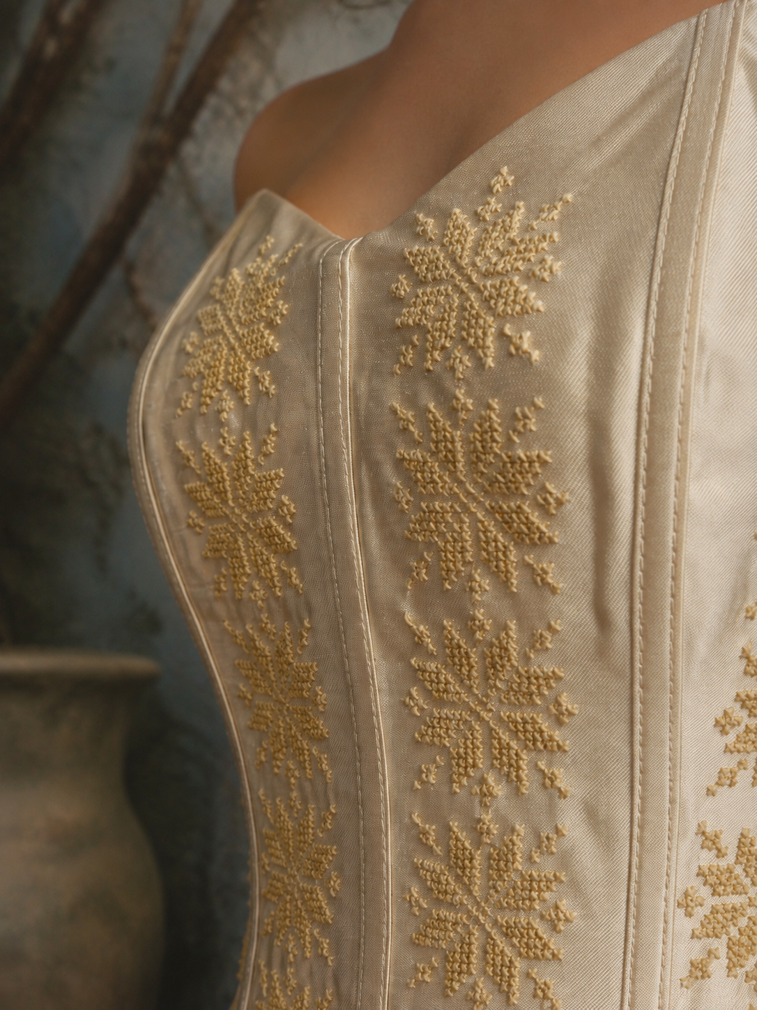 Hand-Embroidered Palestinian Tatreez Corset