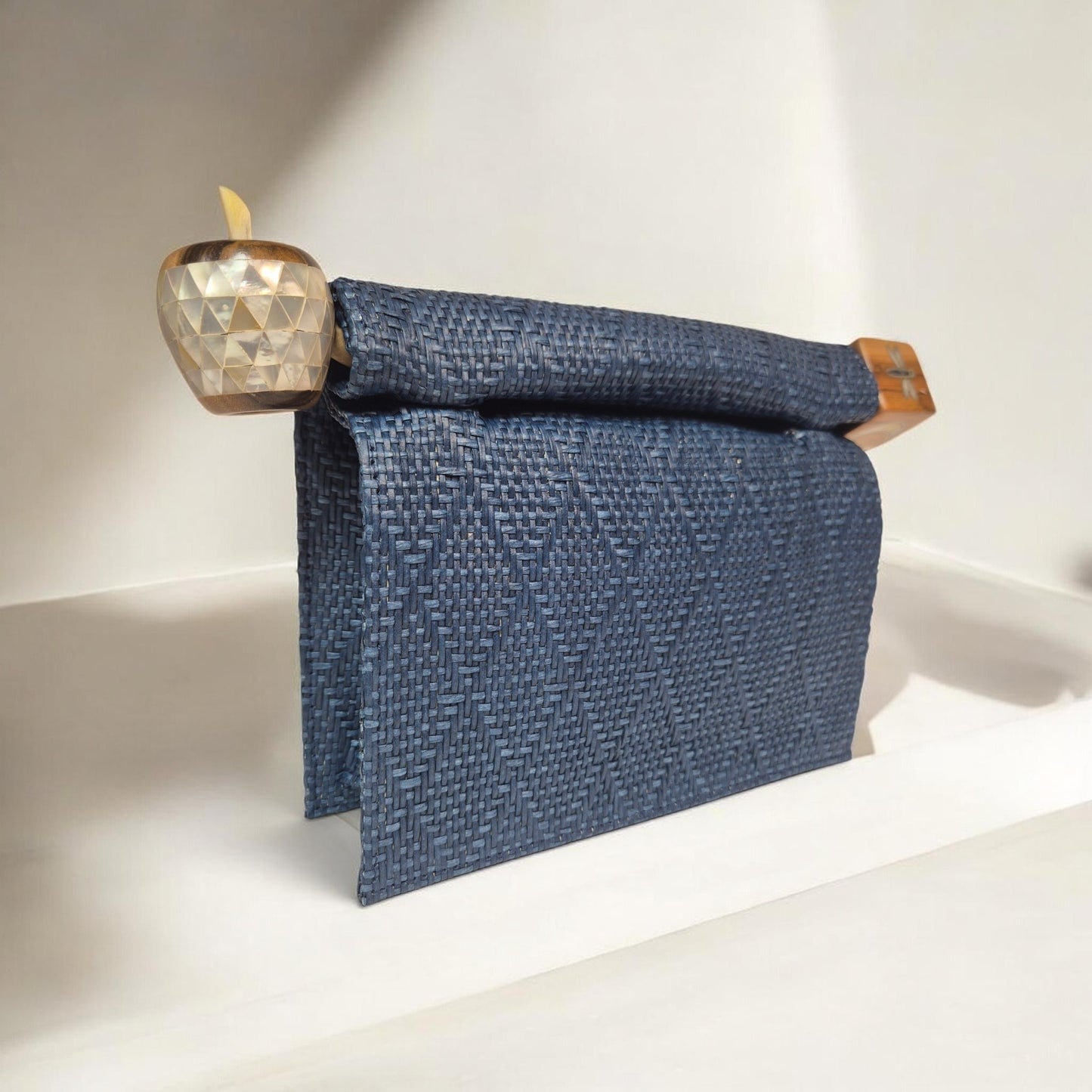 Mini Roll Bag – Midnight Blue Basket Weave