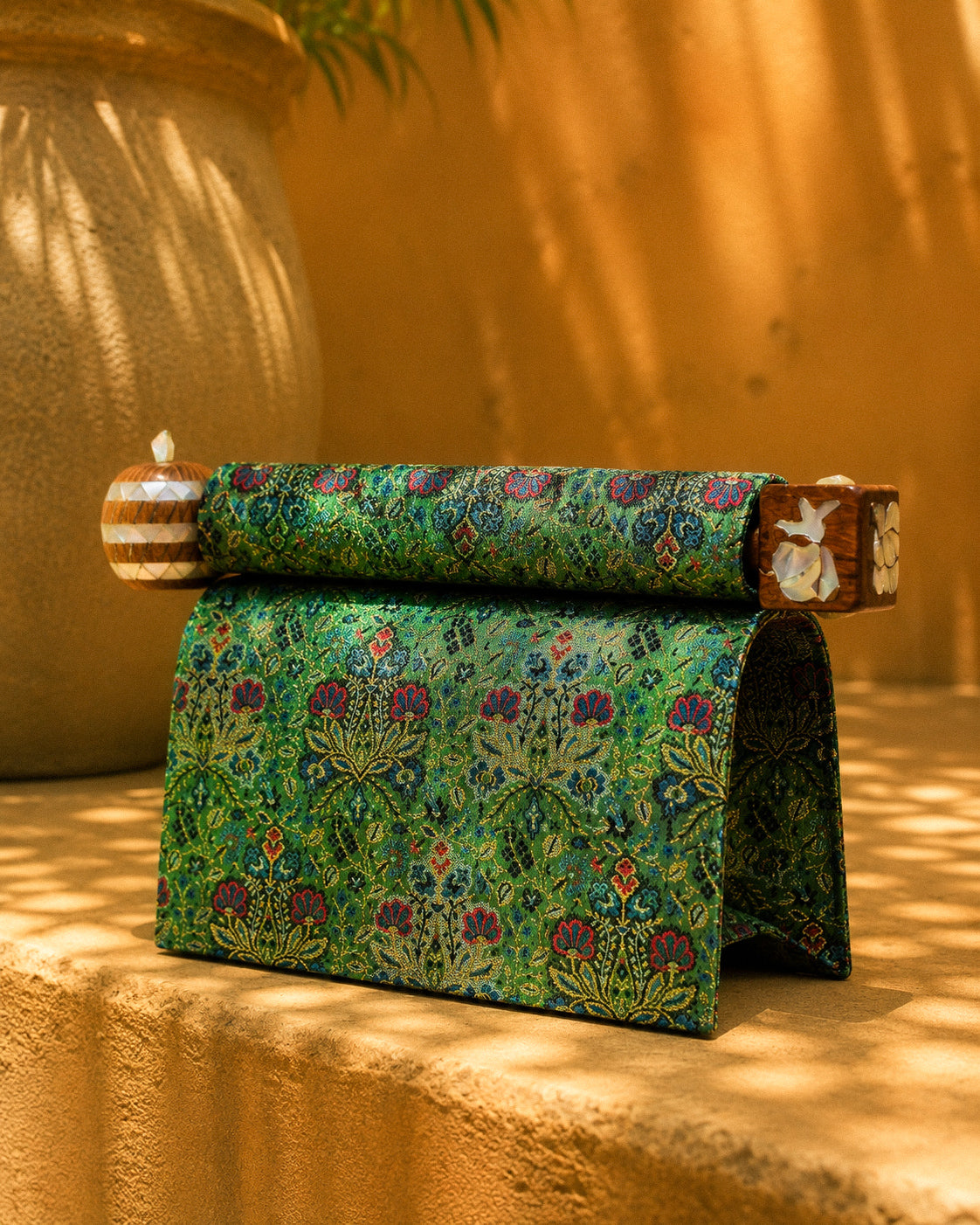 Mini Roll Bag – Emerald Brocade