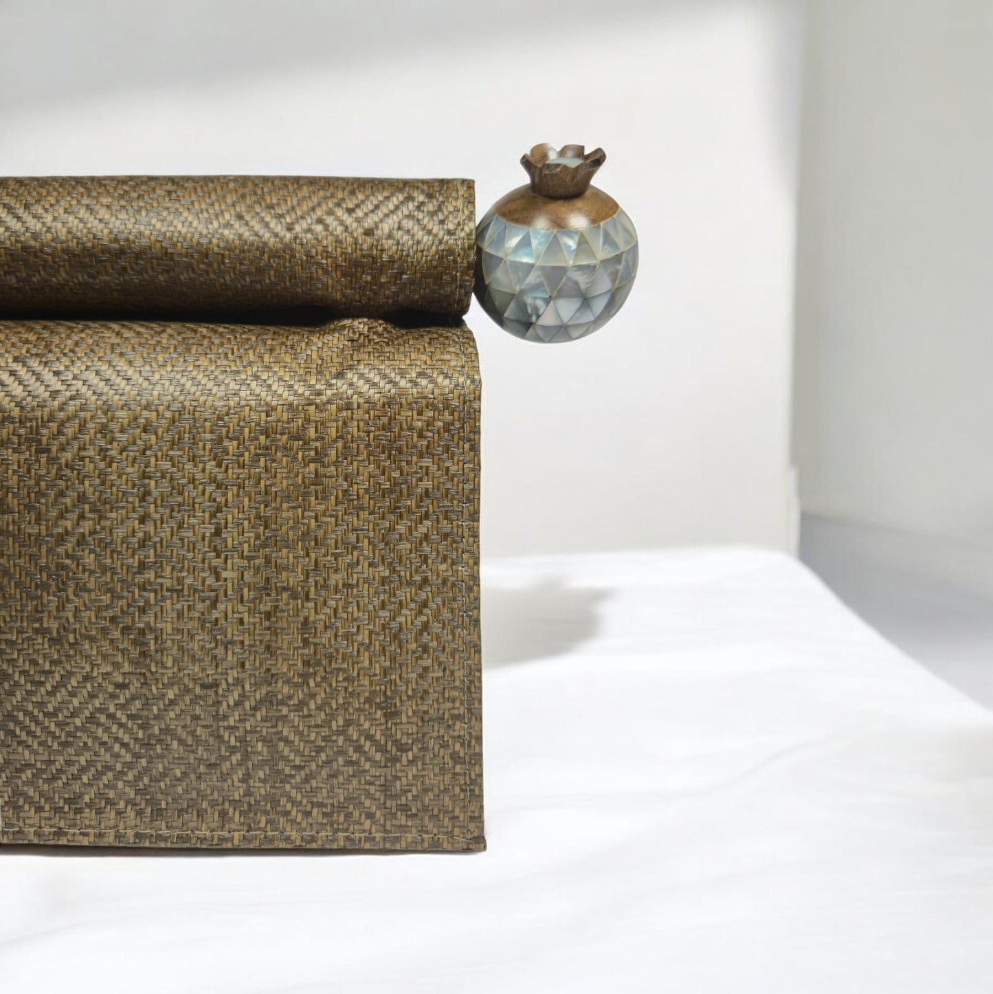 Mini Roll Bag – Bronze Basket Weave