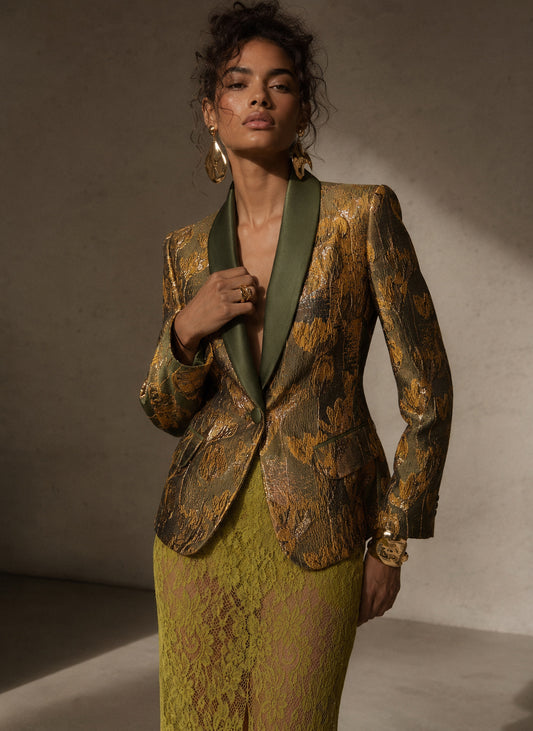 Floral Gold Blazer