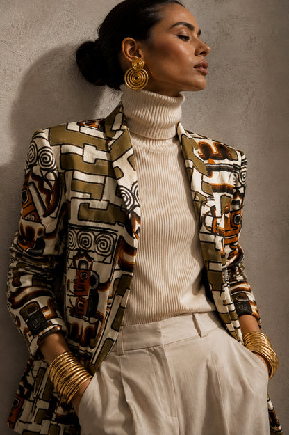 Inka God Print Blazer