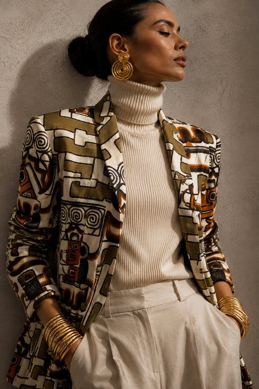 Inka God Print Blazer