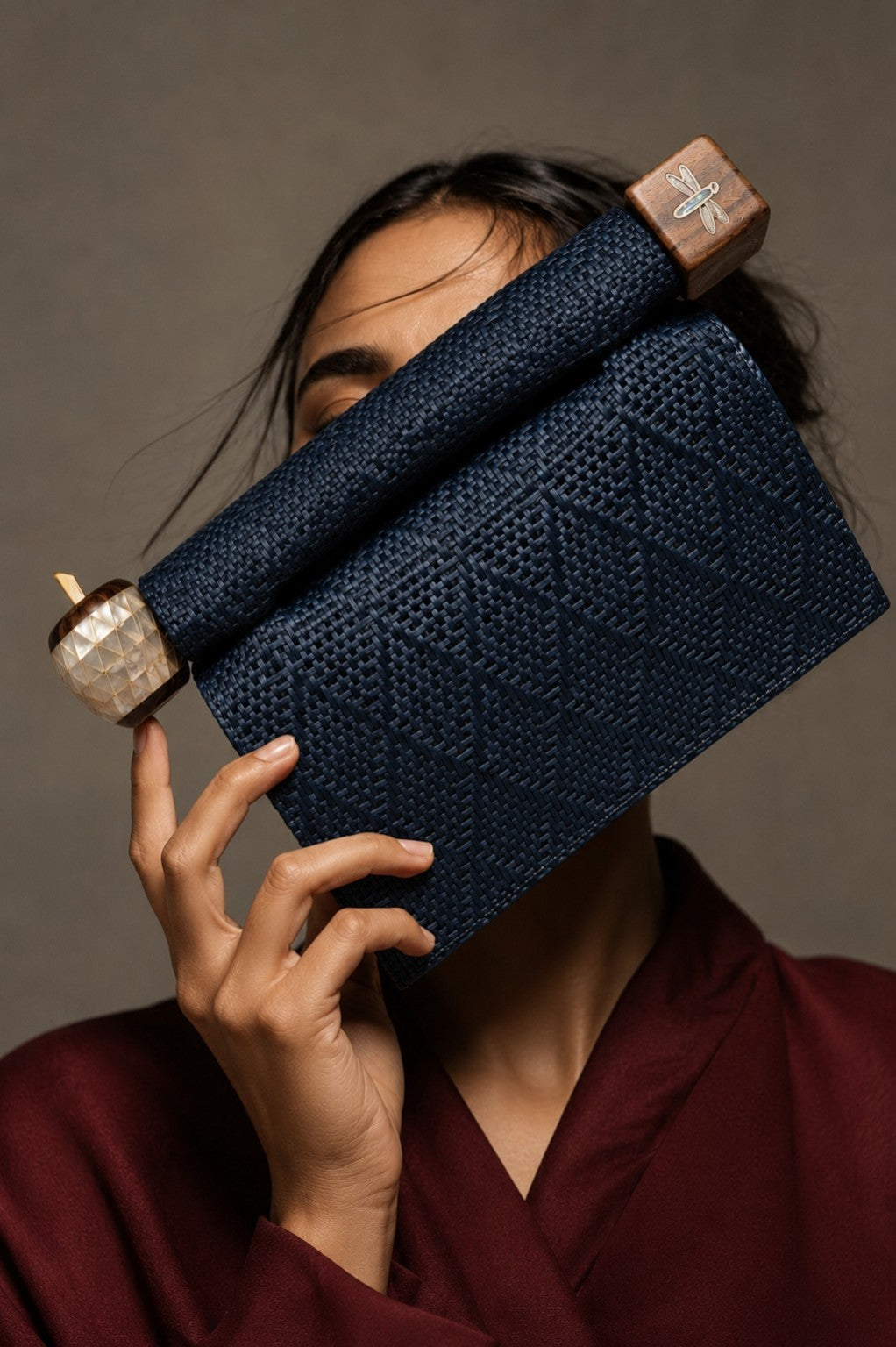 Mini Roll Bag – Midnight Blue Basket Weave